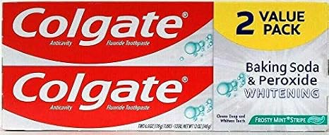 Colgate Colgate baking soda and peroxide whitening toothpaste, frosty mint - 6 ounce (twin pack), 12 Fl Oz