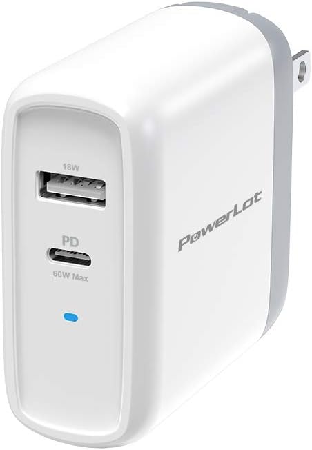 USB C Charger, PowerLot 68W 2 Port GaN PD& QC USB-C Power Adapter, 60W USB C Wall Charger for MacBook Pro, iPad pro Charger Block, 18W USB A Fast Charger for iPhone 12 Pro Max/ 11 Pro Max/iPad Air