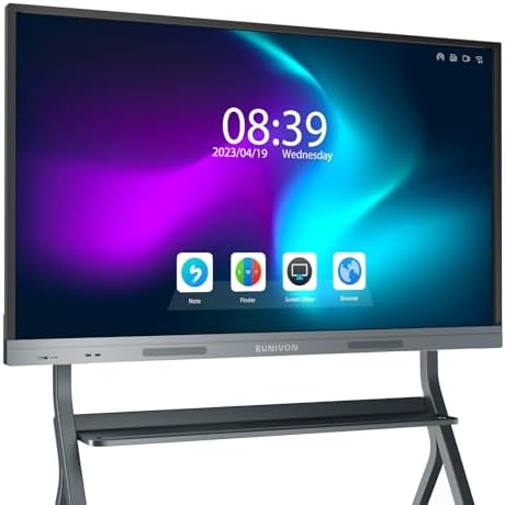 Smart Board, 55'' 4K UHD Smart Whiteboard, Touch Screen Interactive Whiteboard for Classroom and Business (with a Stand)