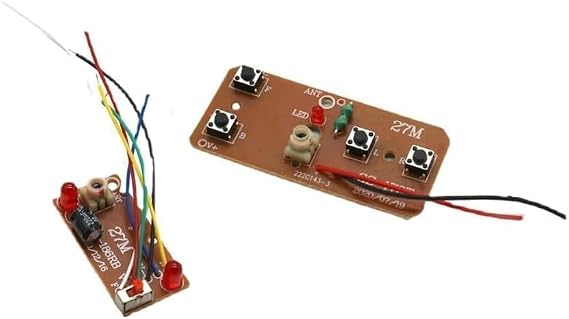 2Pcs 4-Channel RC Transmitter and Receiver - 27MHz Remote Control Board, Robot Models, Drones and DIY Smart Vehicles