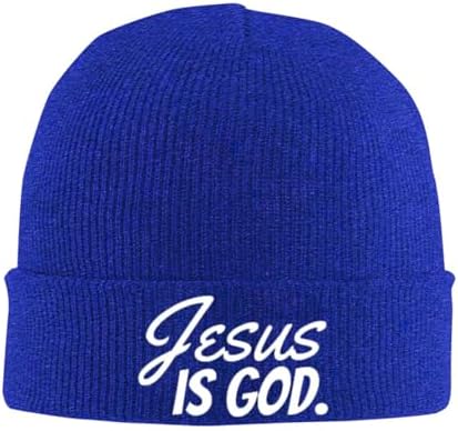 Jesus is God - Christian Beanie Hat Women Winter Warm Skull Cap Soft Men Knit Hats Slouchy Hat Toboggan Cap Black