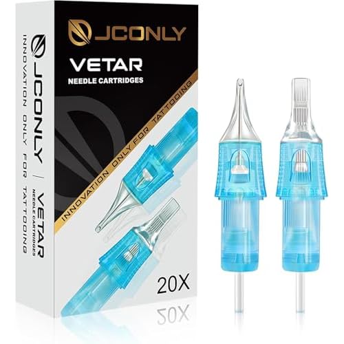 VETAR TATTOO CARTRIDGE NEEDLES - 20Pcs Tattoo Needles #12 Standard 7 Round Liner Tattoo Cartridges 1207RLL Tattoo Needles Diameter 0.35mm Long Taper 5mm Cartridges