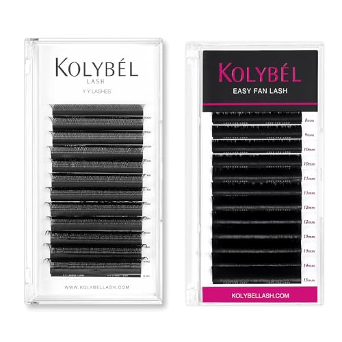KOLYBEL Easy Fan Eyelash Extensions 0.07 Thickness CC Curl 8-15mm Mix  YY Lash Extensions 0.07 Thickness C Curl 8-15mm Mix