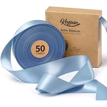Keypan Blue Satin Ribbon 1-1/2 Inch x 50 Yards Double-Faced Ribbons for Gift Wrapping Flower Bouquet Wedding Paper Bows Invitations Crafts