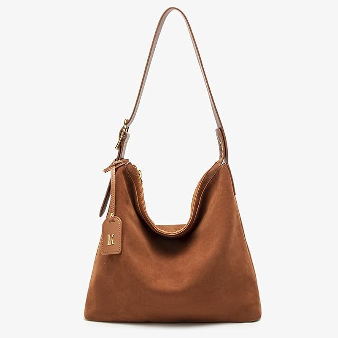 Suede Bags for Women Large Shoulder Bag Tote Handbag (Brown)
