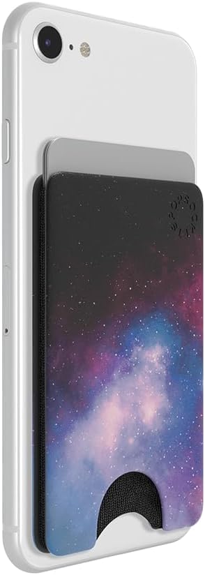 PopSockets Minimalist Slim Phone Wallet, Phone Card Holder, Wireless Charging Compatible, Wallet Without Grip Compatible with MagSafe- BL Galaxy