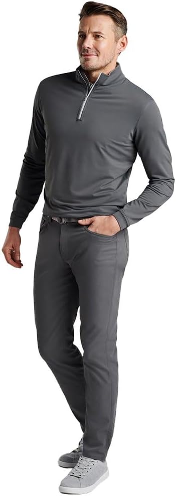 PETER MILLAR Mens Quarter Zip Knitwear, M, Grey