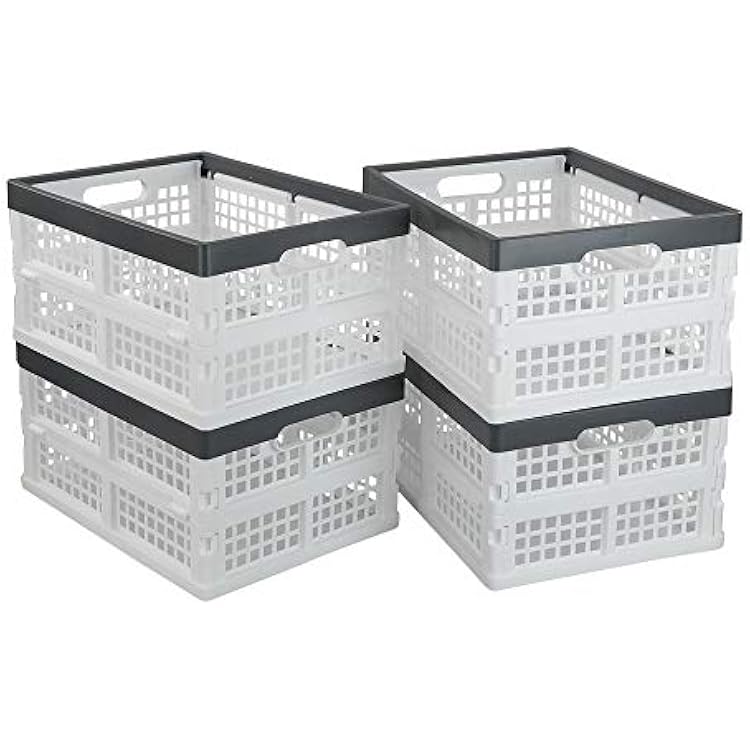 Teyyvn 4-Pack Collapsible Milk Crates, 15L Plastic Stackable Storage Bins Utility Folding Baskets