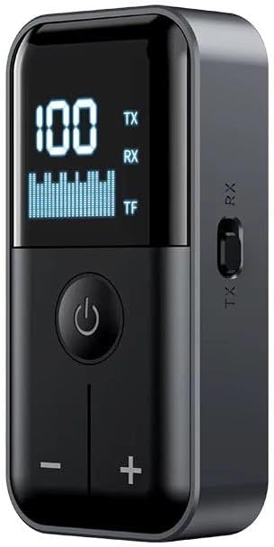 M20 2’si 1 Arada Bluetooth 5.4 Transmitter Ses Alıcı & Verici – 3.5mm AUX, Micro SD Kart Çalar, LED Ekranlı Kablosuz Adaptör, Dahili Pil, Araba, TV, PC & Hoparlör için Stereo Müzik Aktarıcı