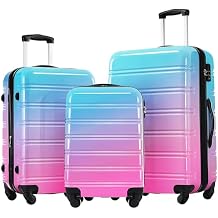 Blue Red 20"/24"/28" Hardshell Luggage Sets 3 Piece with TSA Lock, Durable ABS Hardsid Suitcases with Wheels, Expandable Suitcase Sets for Travel, Outdoor (Dark Gray C)
