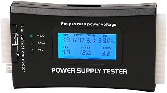PC Power Supply Diagnostic LCD Computer Testing Device Computer 20/24 4/6/8 Pin Supply Tester for SATA, IDE, HDD, ATX, ITX, Byi Plug