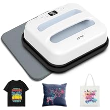 AST&T Heat Press Machine 12" x 10" Portable & Easy Heat Press for T-Shirts, Pillows, Tote Bags & More White (Heat Press+mat)