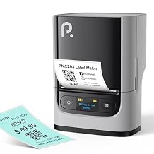 POLONO M220S Label Makers, Barcode Label Printer Bluetooth Portable Thermal Printer for Small Business, Address, Logo, Office, Mailing, Sticker Printer for Phones & PC, Light Grey, 85x65x113mm