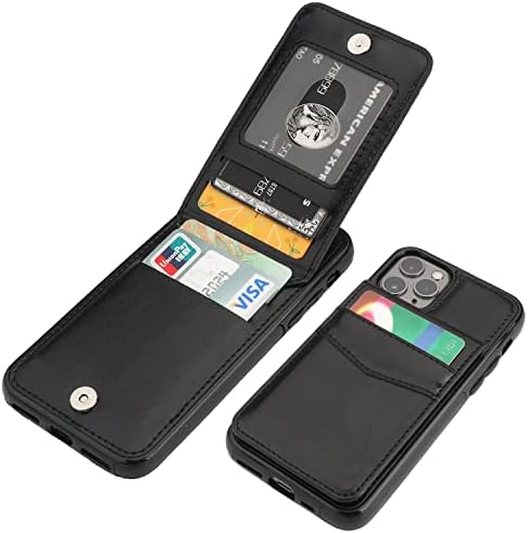 KIHUWEY Compatible with iPhone 11 Pro Case Wallet with Credit Card Holder, Flip Premium Leather Magnetic Clasp Kickstand Heavy Duty Protective Cover for iPhone 11 Pro 5.8 Inch (Black)