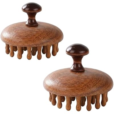 2 Pack Bamboo Brush for Hair Growth, Wooden Scalp Massager for Daily Stress Relief, Natural Wood Scalp Massager for Office and Travel