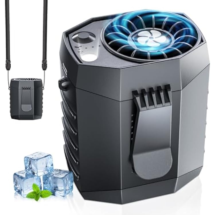 JKBOOM Portable Waist Fan, 9200RPM High Speed Wearable Fan, Mini Rechargeable Personal Fan for Jobsite & Outdoor, 25H Runtime, 25dB Quiet, Belt Fan with LED Flashlight for Men