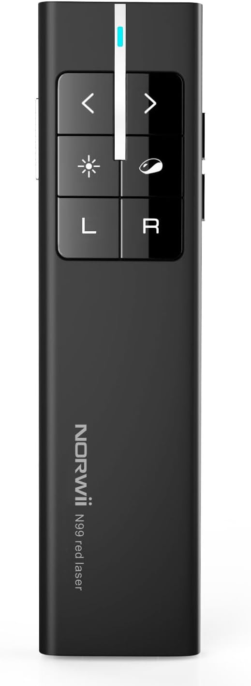 Air Mouse Presentation Clicker with Pointer, Rechargeable Clicker for PowerPoint presentations, PowerPoint Clicker, Presentation Remote, Wireless Presenter, Handle Mouse (Black - N99)