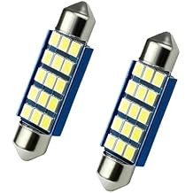2 PCS License Plate Light Bulb 6000K White 578 LED Bulb 2835 Chipsets for LED Interior Dome Map Door Lights Car Festoon Bulbs Replacement 211-2 212-2 569 6411 6451 41 mm 42 mm