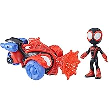 Spidey and his Amazing Friends Miles Morales: Spider-Man Techno Racer Set, 4-Inch Scale Action Figure with Vehicle and Accessory, Marvel Preschool Super Hero Toys