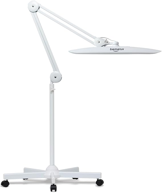 Task Lamp with Clamp and Floor Stand, 117 LEDs, 24W Dimmable, 2200 Lumen, Swing Arm, 20-Inch Head for Work, Beauty, and Art (White)