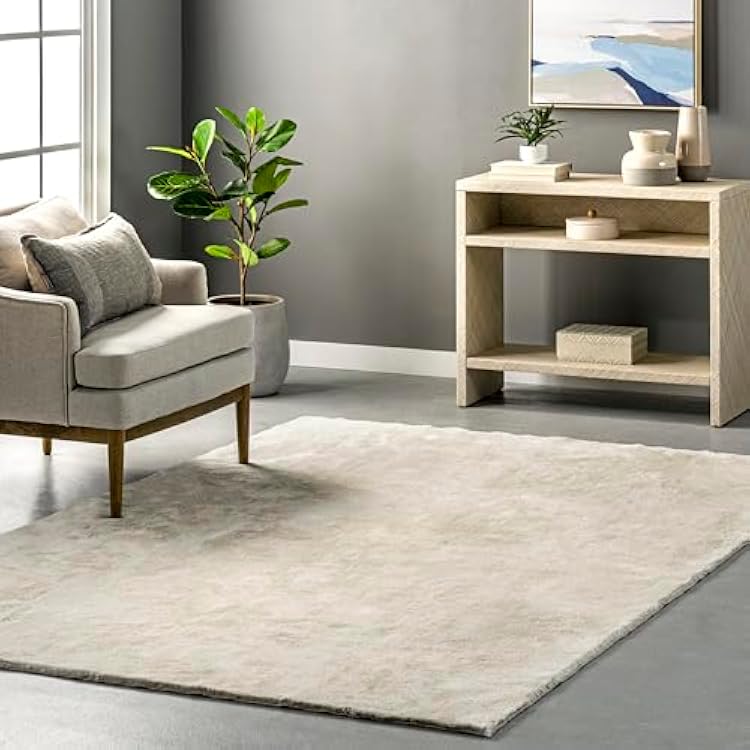 nuLOOM 8 x 10 Cozy Plush Area Rug, Machine Washable, Non-Slip, Soft Fluffy Shag Carpet for Living Room Bedroom Kids Room Nursery Home Decor, Loni Cream