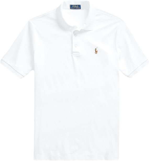 POLO RALPH LAUREN Men's Medium Fit Interlock Pony Shirt, WhiteSigPony, L
