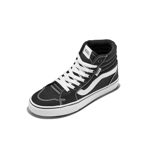 Vans Womens Filmore Hi Shoe | High Top Sneakers for Fashion & Casual Everyday Wear, Canvas BlackWhite, 10