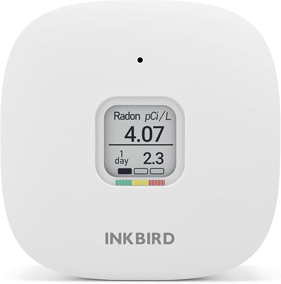 INKBIRD Radon Detector for Home, Ink-RD3 Portable Radon Tester for Home with Long & Short Term Monitoring, E-Ink Display & 2-Year Battery, Alpha Spectrometer Sensor, PCi/L & Bq/m3 Units Switchable