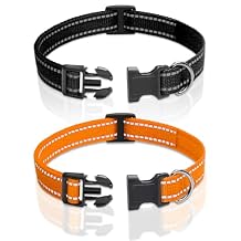 PaiPaitek Replacement Shock Collar Strap with Metal Ring, Reflective Nylon, Black/Orange, 3/4 Inch x 28 Inch, Compatible with Multiple Training Collars, 2 Packs