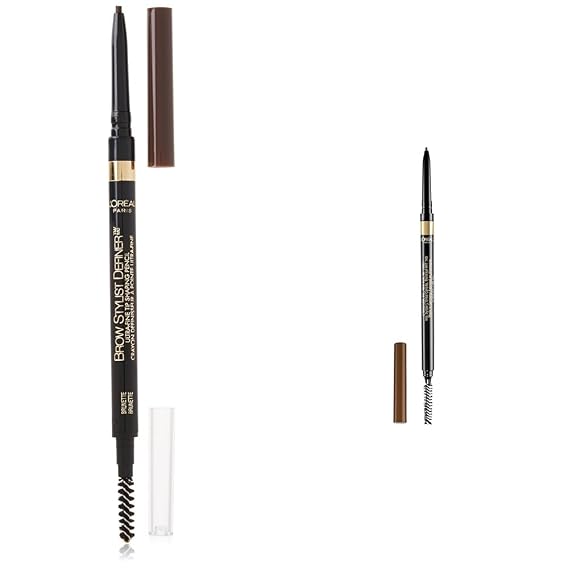 L'Oreal Paris Makeup Brow Stylist Definer Waterproof Eyebrow Pencil Ultra-Fine Mechanical Pencil Brunette and Light Brunette 0.003 Ounce (2 Count)