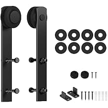 skysen Sliding Barn Door Hardware Roller Set Black (I Shape Hanger Set)