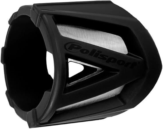Polisport Silencer Protector (200-300mm/7.8-11.8in) - Durable Silicone-Metal Motorcycle Exhaust Guard, Easy Install, Universal Fit (Black)