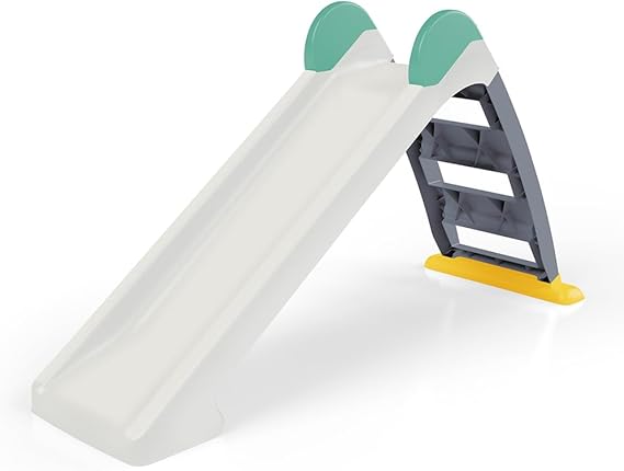 DOLU: Children's Slide - White, Grey, Green - Waterslide Hose Attachment, Indoor/Outdoor, Durable Plastic, 52.4 x 17.7 x 28.4, Toddler & Kids Age 2+