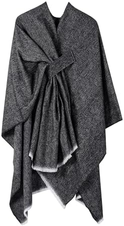 Ladiery Womens Winter Shawl Wrap, Elegant Soft Fleece Poncho with Tie or Pocket Style, Cozy for Wedding, Church and Evening
