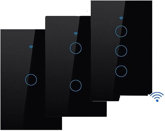 WiFi Smart Light Switch Glass Screen Touch Panel Voice Control Wireless Wall Switches Remote with Alexa 1/2/3/4 Gang White 4-Gang