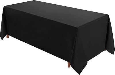 VidaFete 1 Pack Tablecloth 90  156inch Rectangle Table Cloth Polyester, Stain Wrinkle Resistant Polyester Dining Table Cover for Kitchen Dinning Party Wedding Tabletop Buffet DecorationBlack