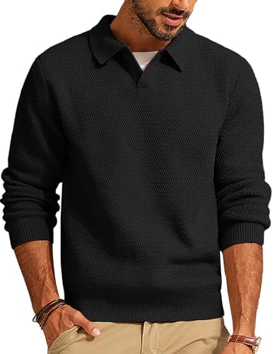 PJ PAUL JONES Mens Sweater V Neck Pullover Sweater Long Sleeve Cable Knit Textured Sweater
