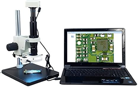 OMAX XM517LC10 90X Digital Zoom Inspection Monocular Microscope with 56 | 7X-90X Magnification Range 1.3MP CMOS Sensor USB 2.0 Connectivity LED Ring Light
