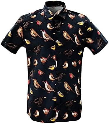 MCULIVOD Mens Hawaiian Tropical Shirts, Printing Short Sleeve Casual Button Down Shirt