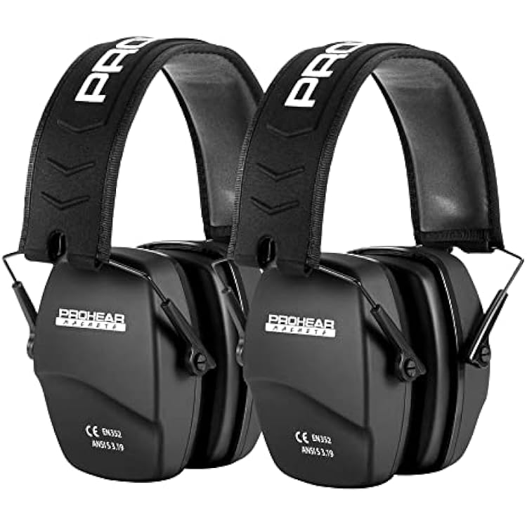 PROHEAR 016 Shooting Ear Protection Earmuffs 2 Pack, NRR 26dB for Gun Range, Hunting -Black and Black