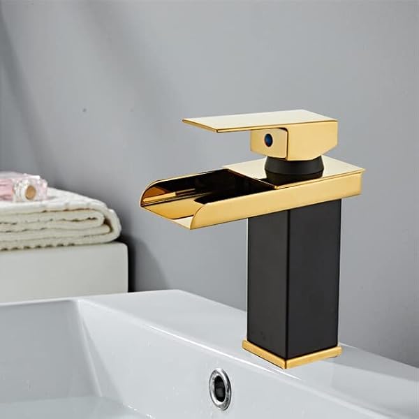 Bathroom Basin Faucet Waterfall Mixer Tap Solid Brass LED Sink White Single Handle Deck Mounted ToiletSLT095-BG