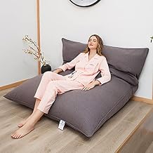 Bean Bag Chair Cover Living Furniture Big Soft Fluffy(Only Cover, No Filler) Giant Bean Bag Chair, Living Room Lazy Sofa Bed Cover,Dark Gray,110140CM