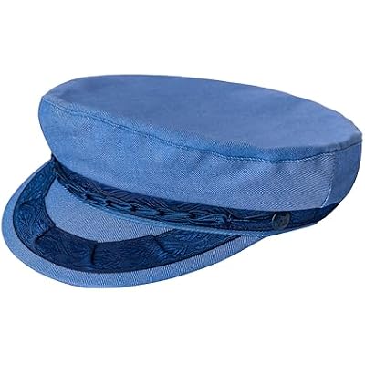 Aegean Authentic Greek Fishermans Cap - Blue Denim - 7 12 - 23 58 Inches - 60 cm