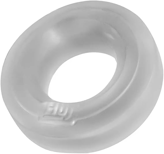 OXBALLS HUJ Classic C-Ring Hunkyjunk - Stretch Cockring and Ball Stretcher with Grippy Groove That Flattens to Lock Your Package in Place, PLUS+ TPR/Silicone Blend for Comfortable, Extended Wear - Ice