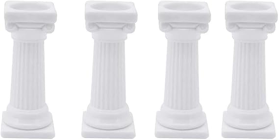 4PCS Roman Column Cake Tiered Stand White Plastic Cake Supports Rods 3inch Cake Tier Separator Pillars Multilayer Cake Decoration Tools for Tiered Cake Construction and Cake Stacking