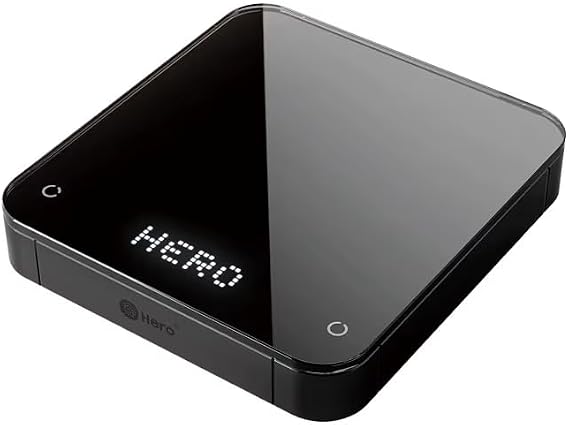 Hero Electronic Coffee Scale, with Countdown Timer, 3KG, Accuracy 0.1 g USB Rechargeable, Mirror Waterproof (Black)