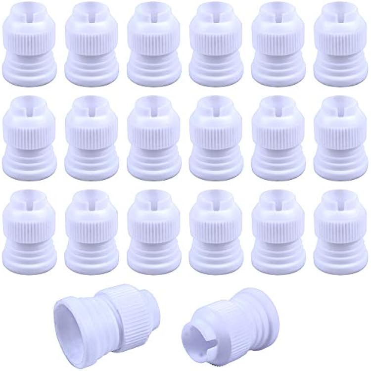 Jdesun 20 Pieces Plastic Standard Couplers Cake Decorating Coupler Pipe Tip Coupler for Icing Nozzles, White