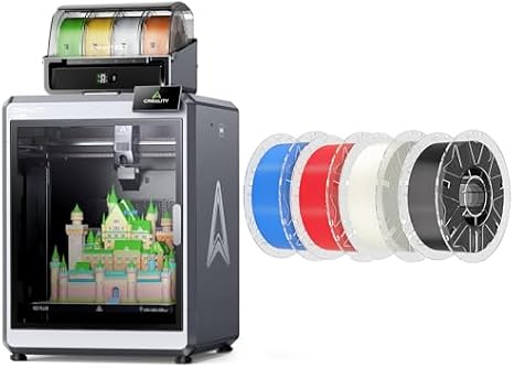 Creality K2 Plus Combo 3D Printer, Multi Color Printing with New CFS Bundle with Hyper RFID PLA Filament 1.75mm 4KG(Black&White&Red&Blue)