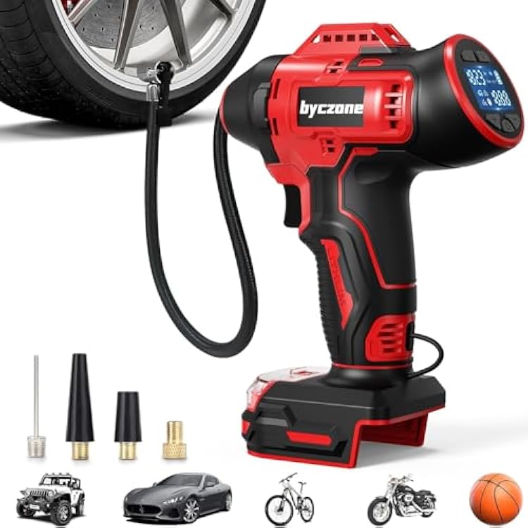 Tire Inflator Compatible with MILWAUKEE 18V Max Battery, 160 PSI Cordless Air Compressor With LCD Digital Pressure Gauge for Car, Bike, Sport Ball No Battery