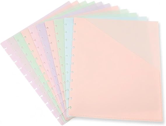 8pcs Discbound Pocket Divider with Tabs, Letter Size 9.4"x11.4" Planner Inserts, 5 Styles Organizer Dividers for School, Office, Home, Discbound Notebook System